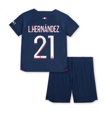 Paris Saint-Germain Lucas Hernandez #21 Replica Home Stadium Kit for Kids 2023-24 Short Sleeve (+ pants)